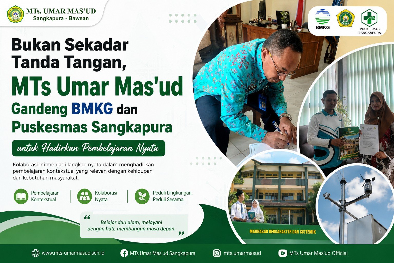 Bukan Sekadar Tanda Tangan, MTs Umar Mas’ud Gandeng BMKG dan Puskesmas Sangkapura untuk Hadirkan Pembelajaran Nyata